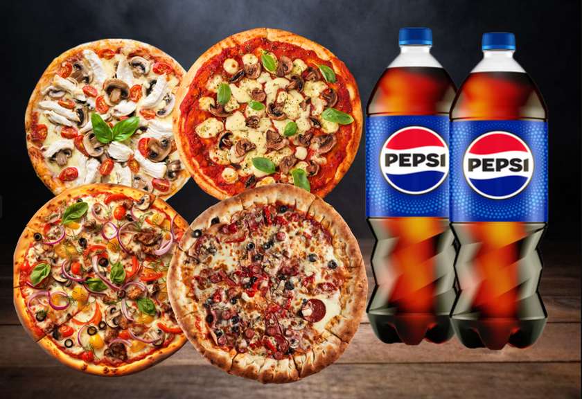 Combo 4 pizza+2 pepsi 2l