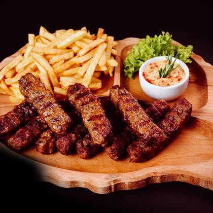 Grilled Minced Meat Rolls Platter and French Fries