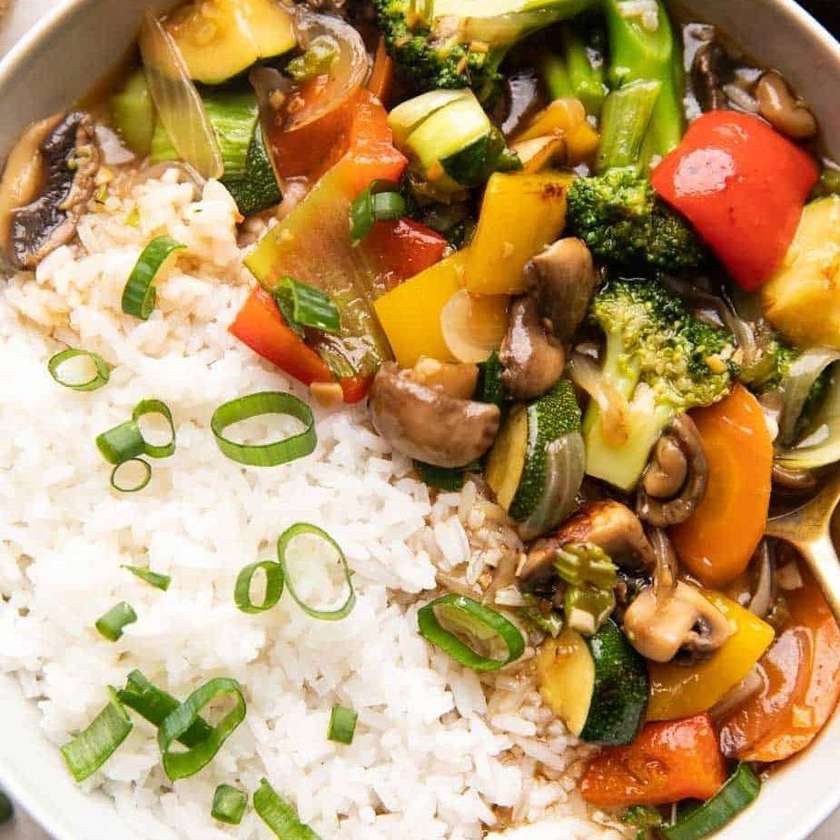 Vegetables in Wok with Rice