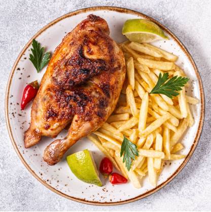 Half Chicken, Chips and 300ml Soda