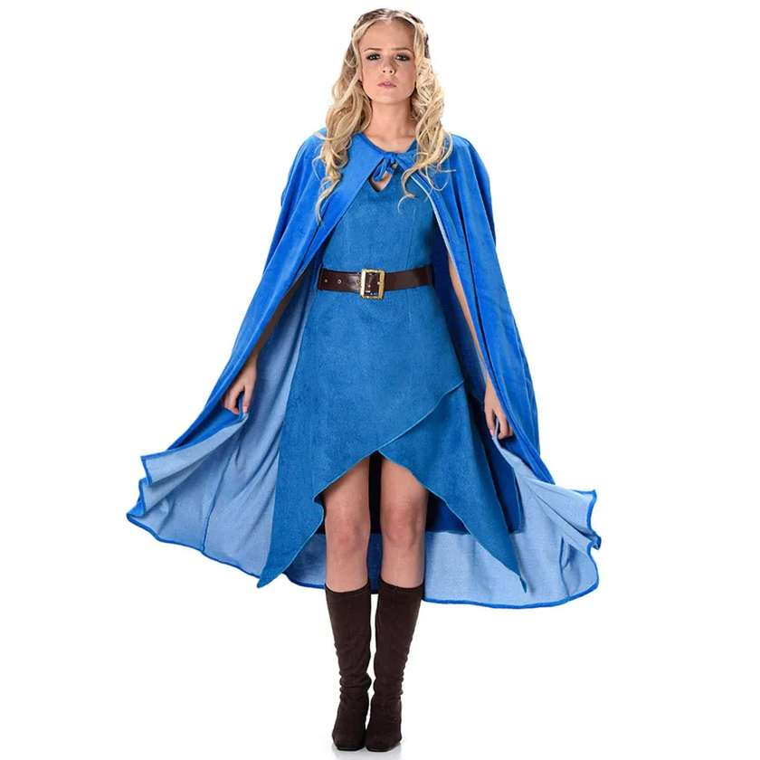 Women's Blue Medieval Warrior Costume | Size Large