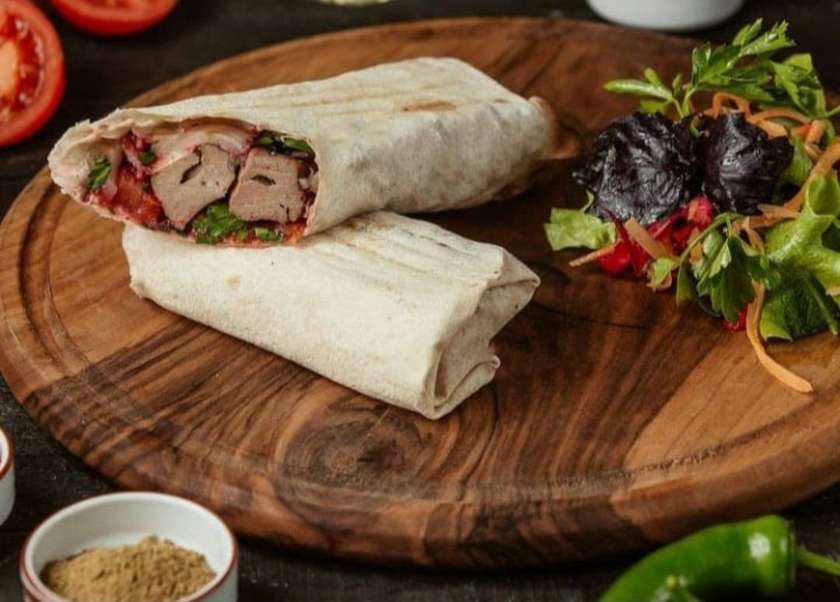 Chicken kebab in lavash