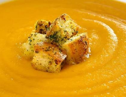 Carrot Cream Soup with Croutons