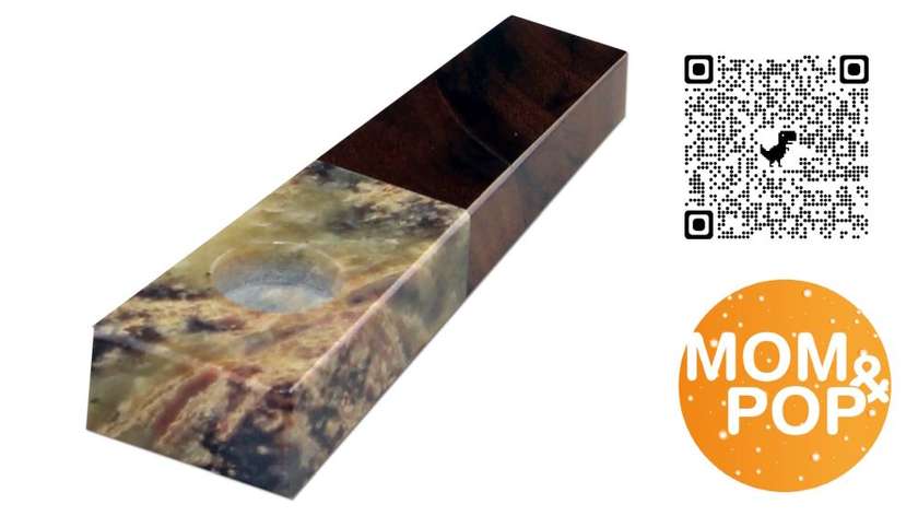 π Soapstone Pipe with Shisham Wood, 8.5cm