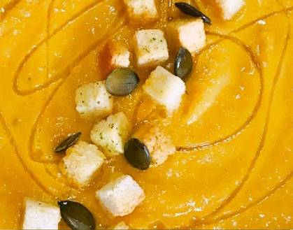 Pumpkin Cream Soup with Croutons
