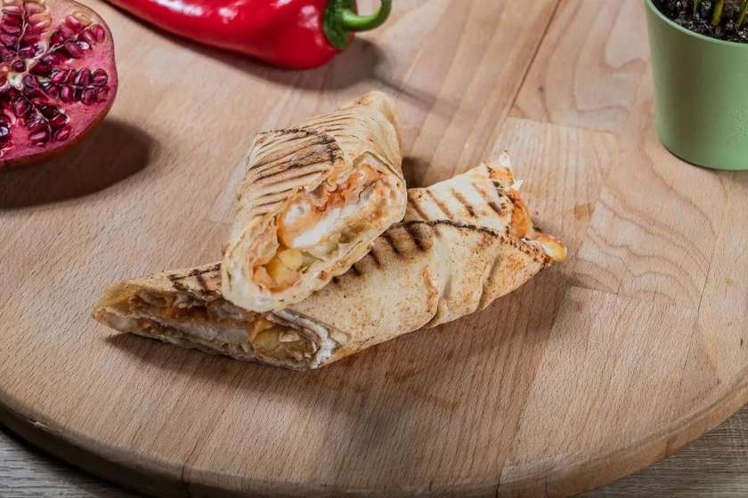 Chicken Schnitzel and Cheese in a Flatbread