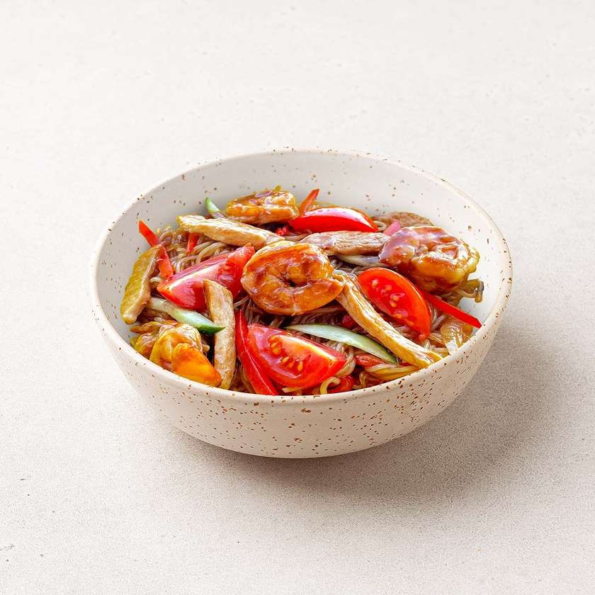 Wok Фунчоза з креветками та курчам