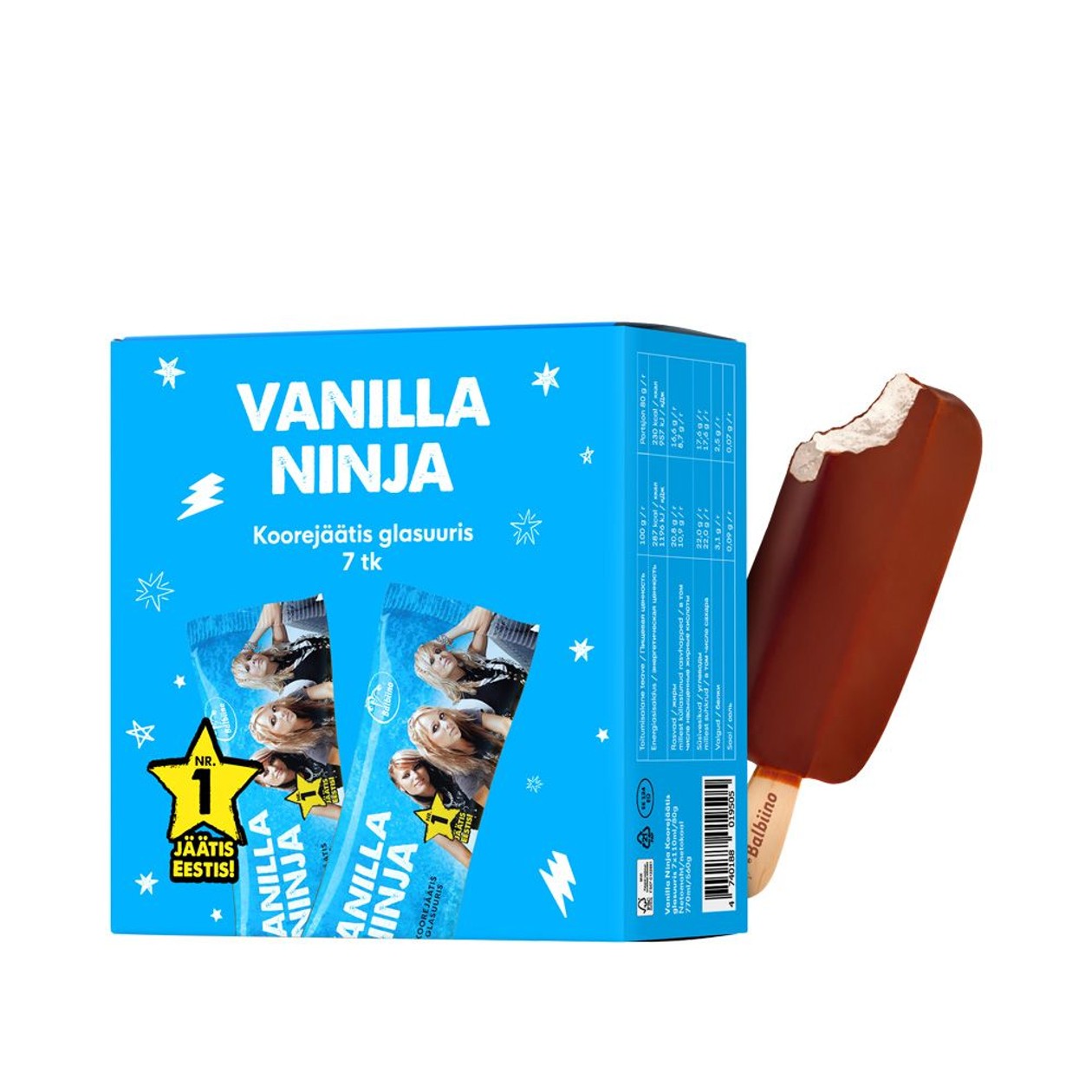 Vanilla Ninja, Koorejäätis glasuuris 7tk, 770 ml
