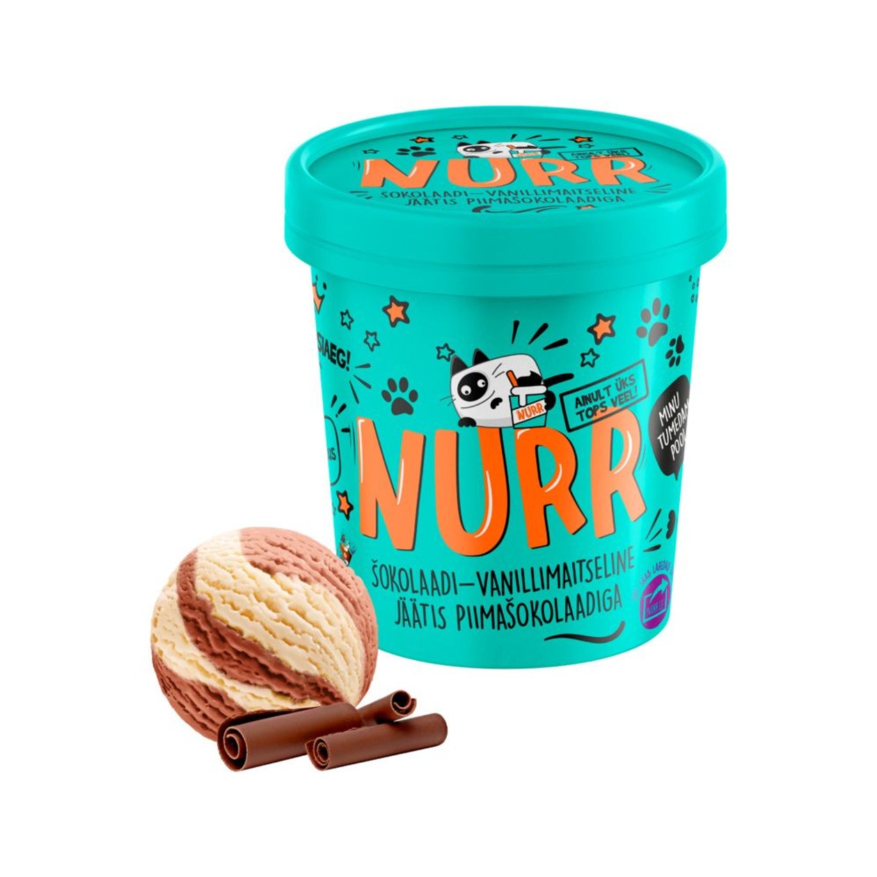 Nurr, Šokolaadi-vanillimaitseline koorejäätis piimašokolaadiga, 500 ml