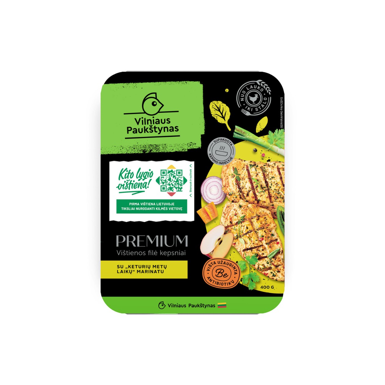Marinated Chicken Fillet Steaks VILNIAUS PAUKŠTYNAS FOUR SEASONS, 0.4kg (expires soon)