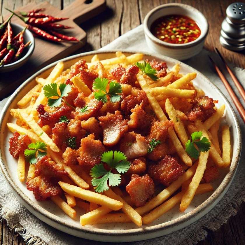 1/4 Wet fried Pork-Chips mix with free soda