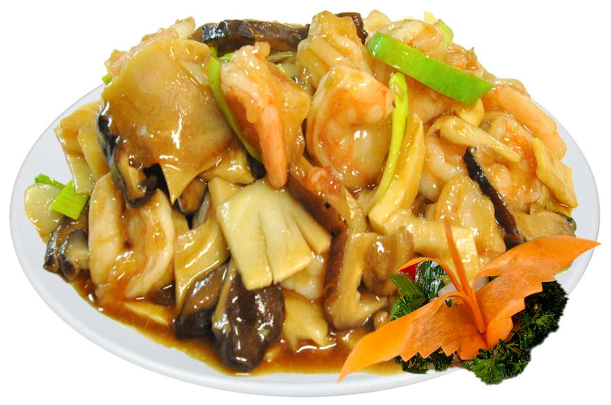 46. Shrimp with Mushrooms and Bamboo