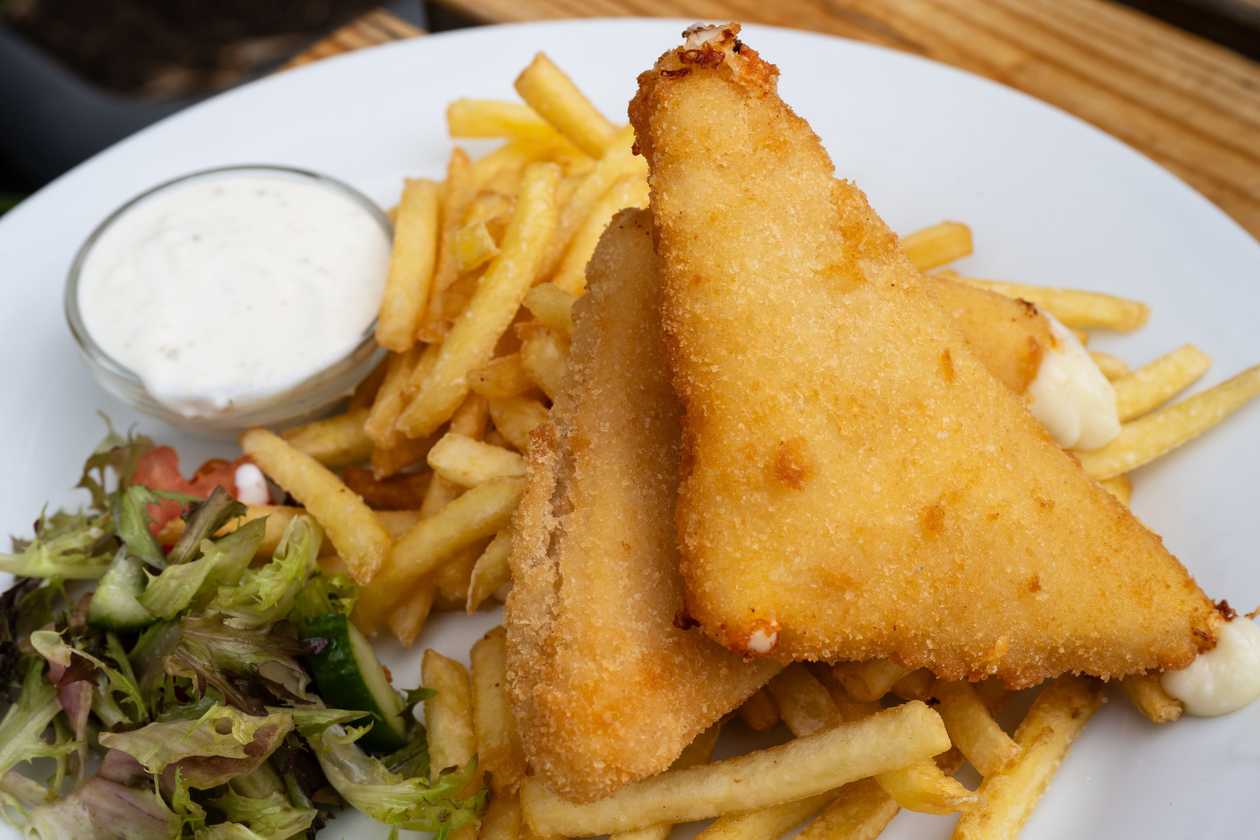 Breaded Cheese with Potatoes and Sauce
