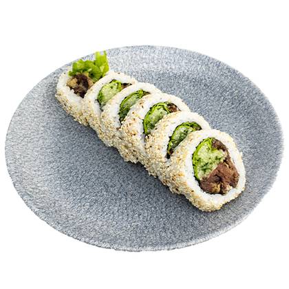 Uramaki z wołowiną w tempurze
