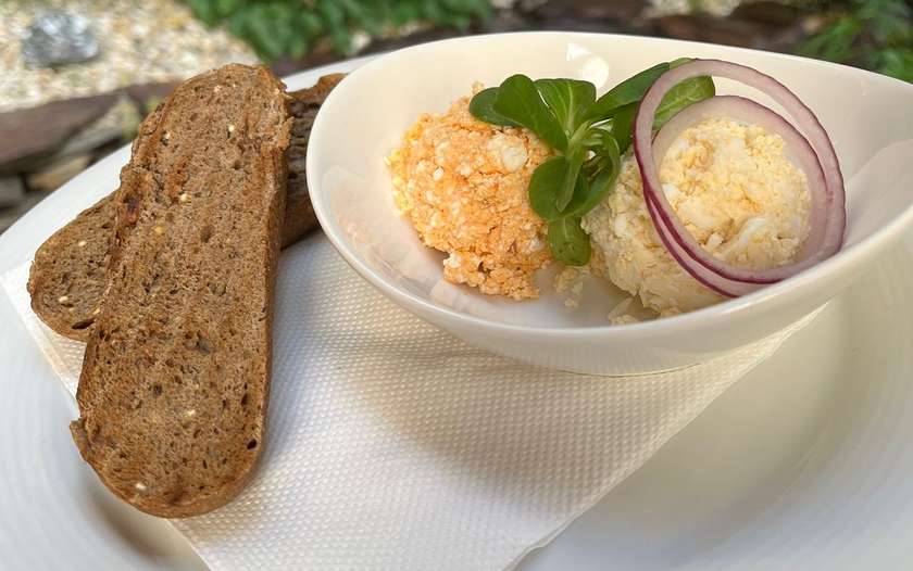 Mix of Homemade Spreads, Toasted Baguette