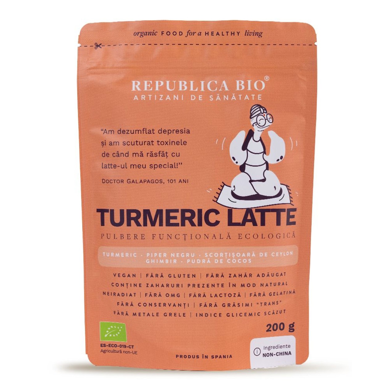 Republica Bio, Turmeric Latte, Pulbere Functionala Ecologica, 200 g (expiră în curând)