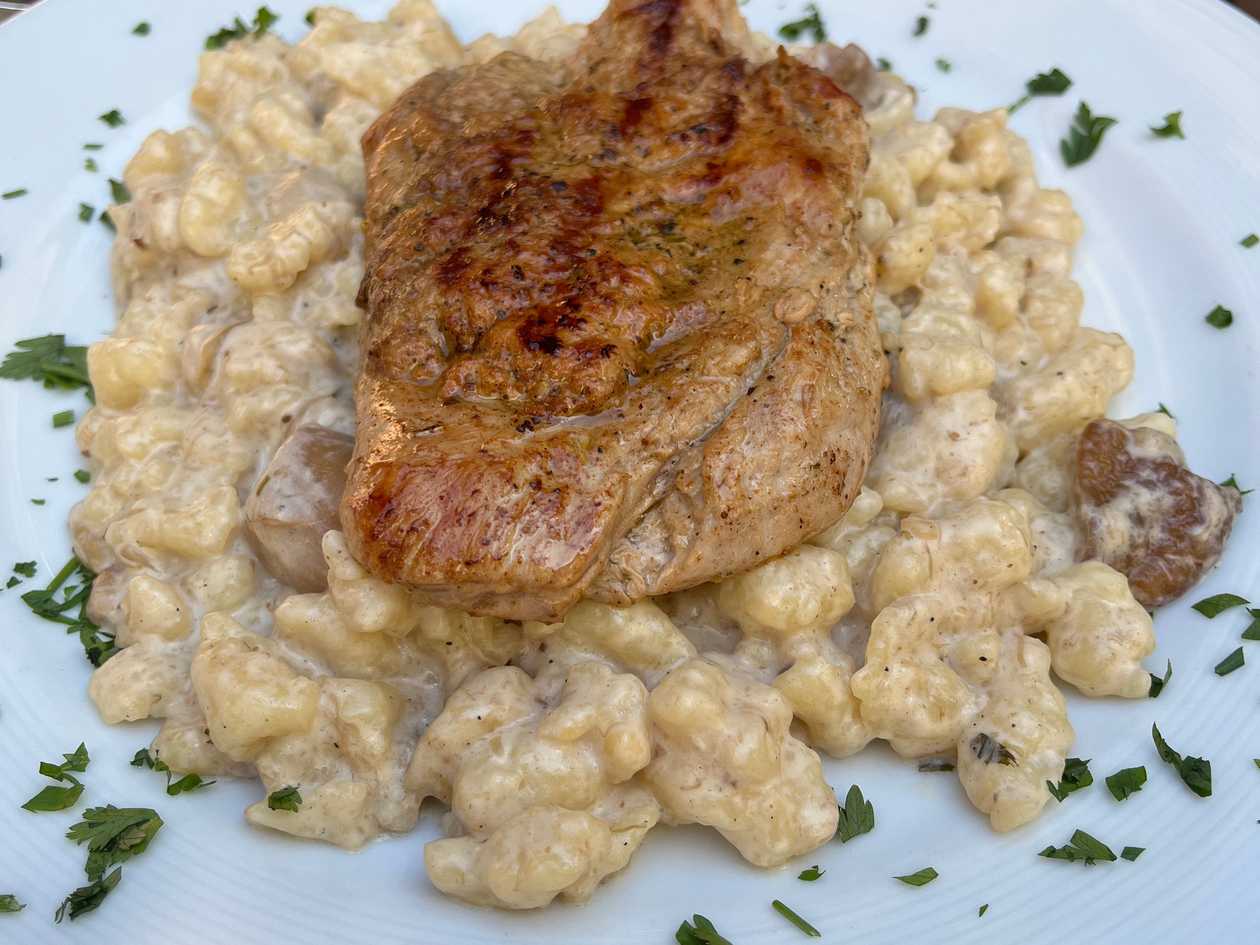 Pork Tenderloin Steak on Porcini Dumplings