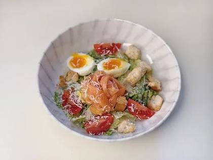Caesar Salad with Lightly Salted Salmon