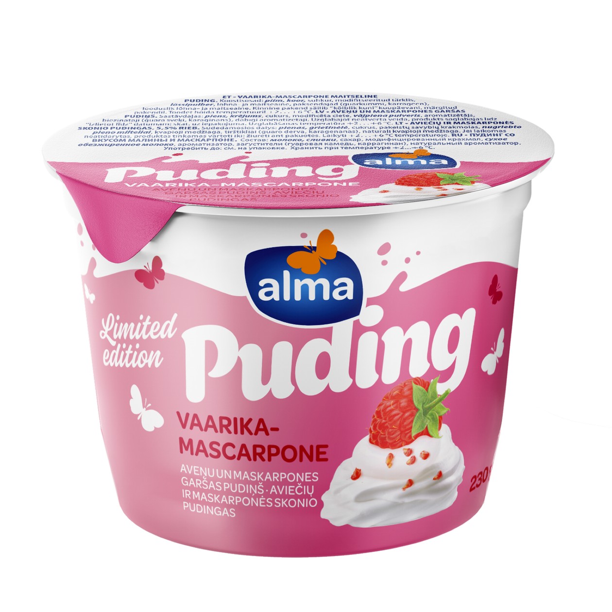 Alma, Pudding Raspberry-Mascarpone Flavored, 230g (срок годности истекает)