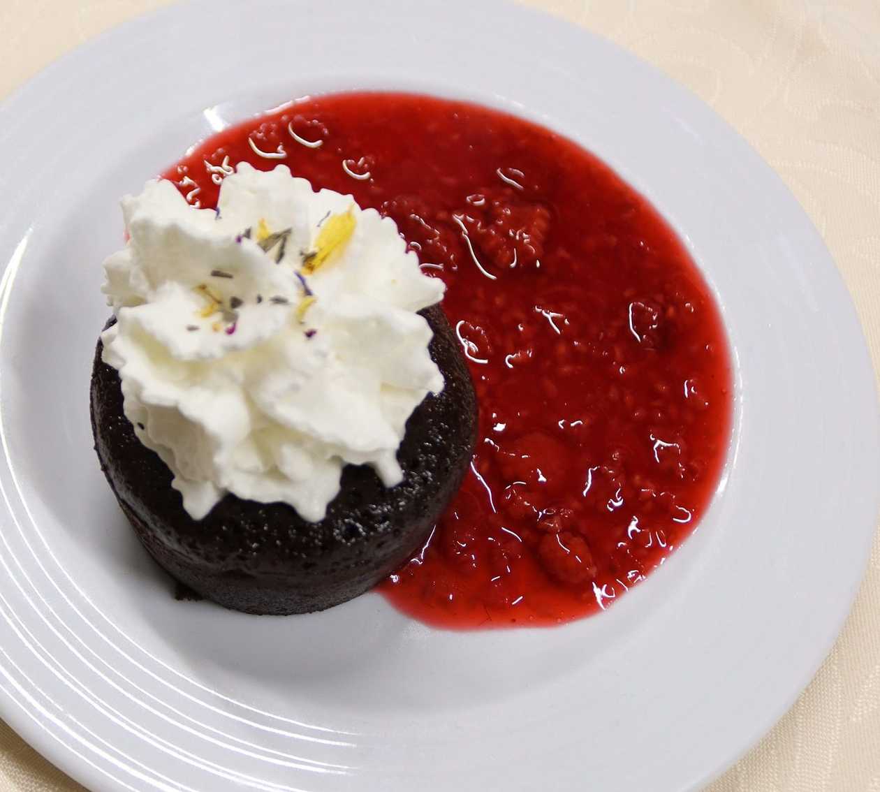 Chocolate Lava Cake on Raspberry Sauce