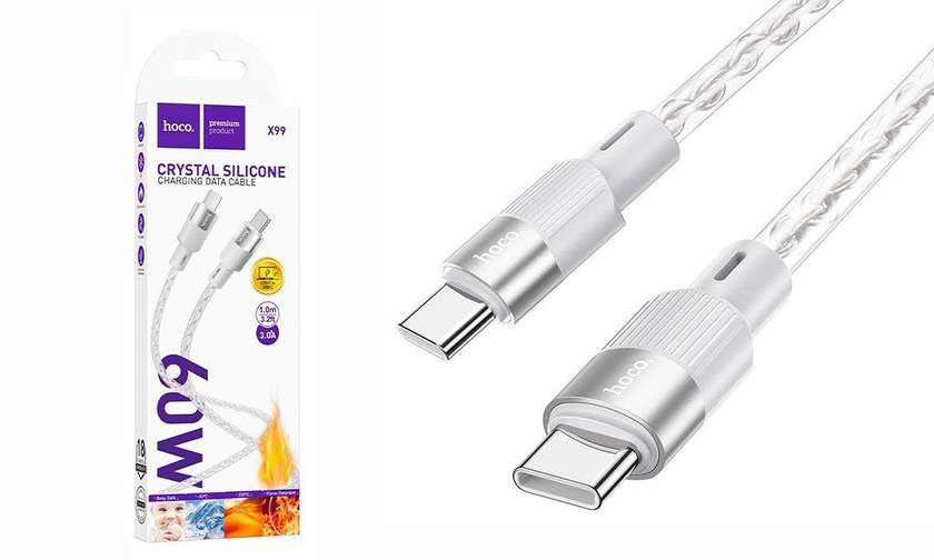 Hoco X99 Cable USB-C to USB-C White Crystal Silicone