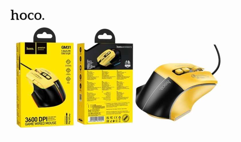 Hoco GM31 Overlord Luminous Wired Gaming Mouse ORIGINAL