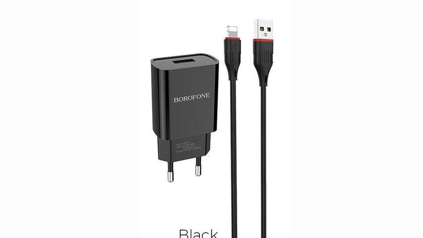 BOROFONE BA20A ADAPTER + USB iPhone lightning black