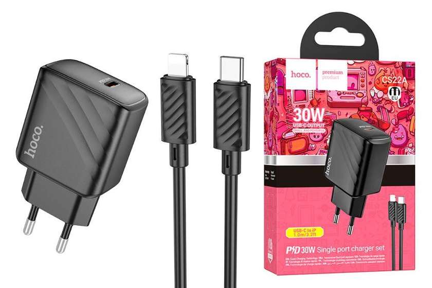 Hoco CS22A 30W cable + adapter USC-C to Lightning
