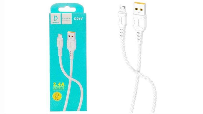 Denmen USB to micro #D06V თეთრი
