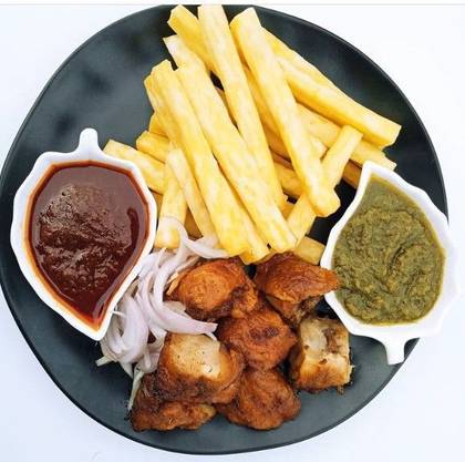 Yam Chips And Turkey Chops