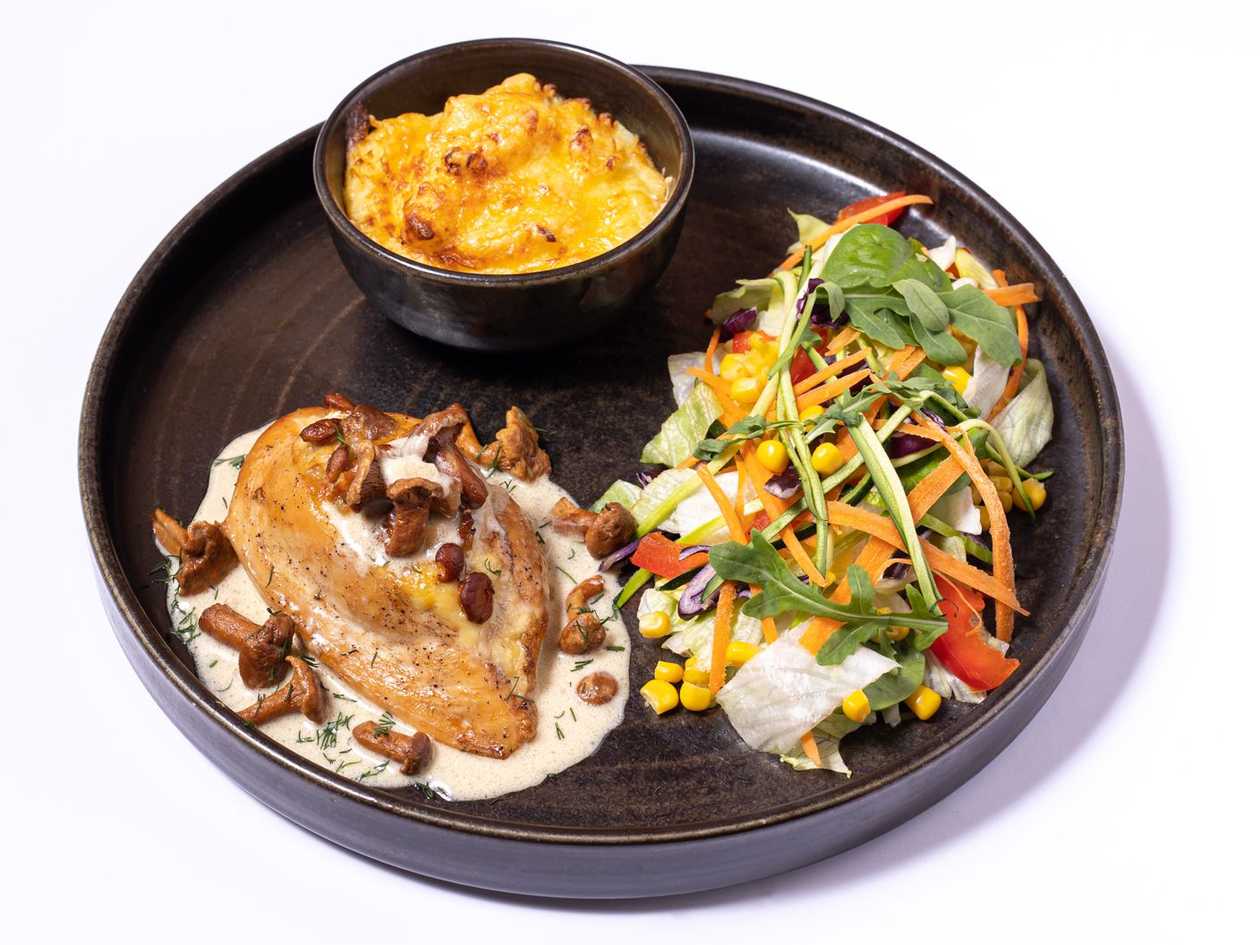 Chicken Fillet Steak with Chanterelle and Melted Cheese Filling