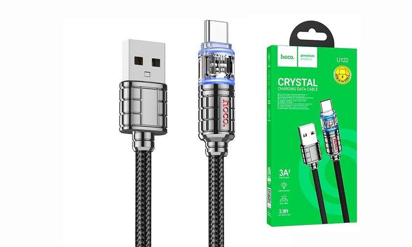 Hoco U122 Cable USB to Type-C Crystal Charging Data Cable
