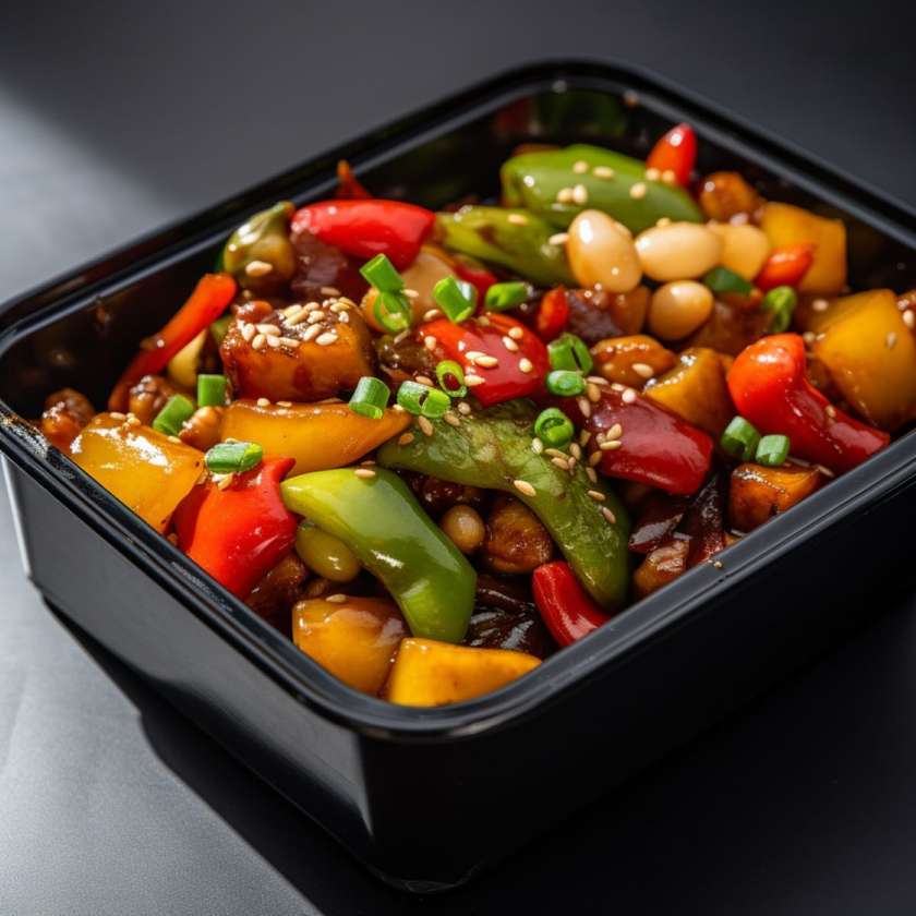 Kung pao with vegetables + rice