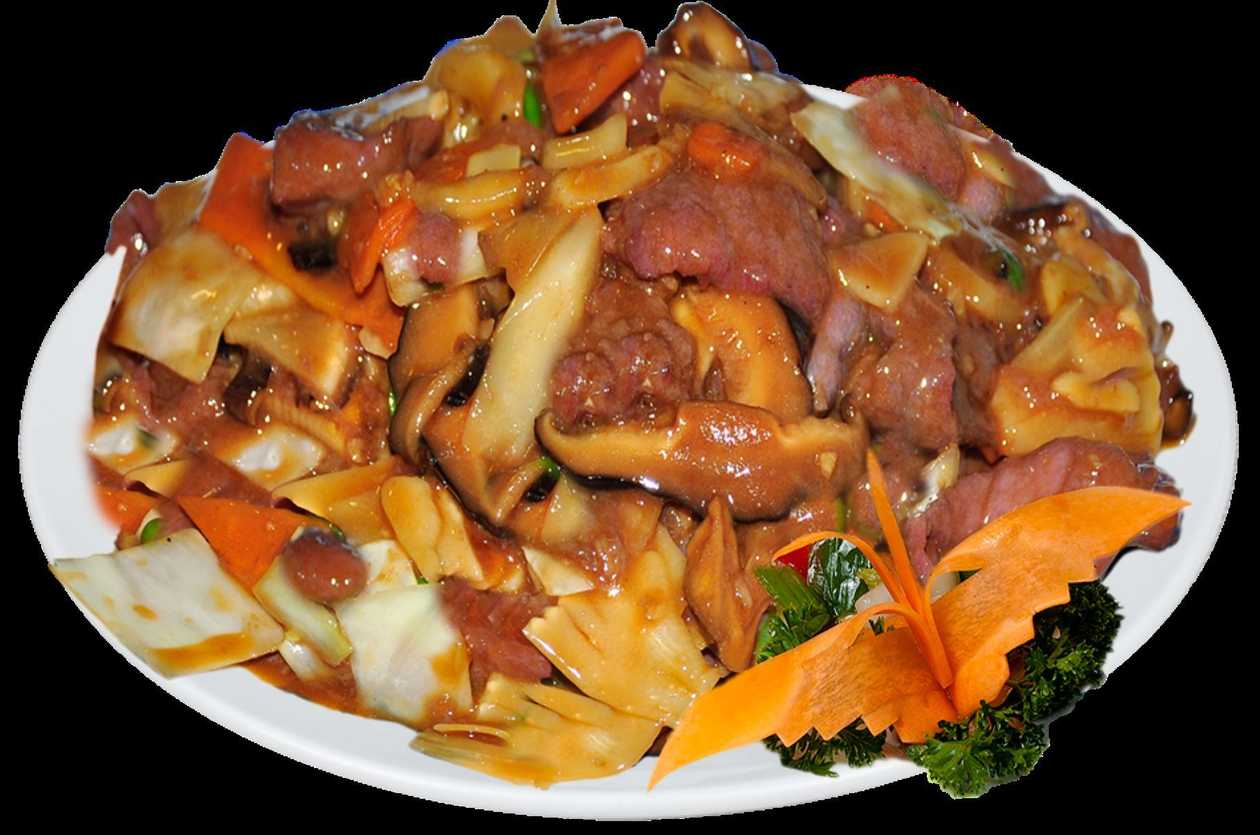 Beef with bamboo and mushrooms + rice