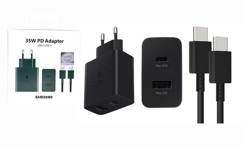 SAMSUNG 35W PD adapter + cable USB-C, USB-A white