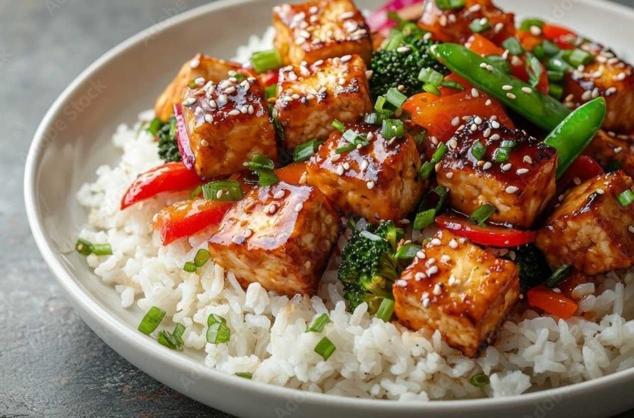 Tofu with ginger + rice