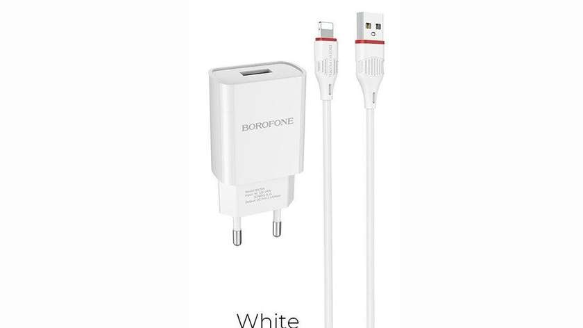 BOROFONE BA20A ADAPTER + USB iphone lightning თეთრი