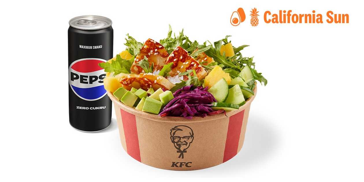 California Sun Poke Bowl z ryżem i halloumi + Napój