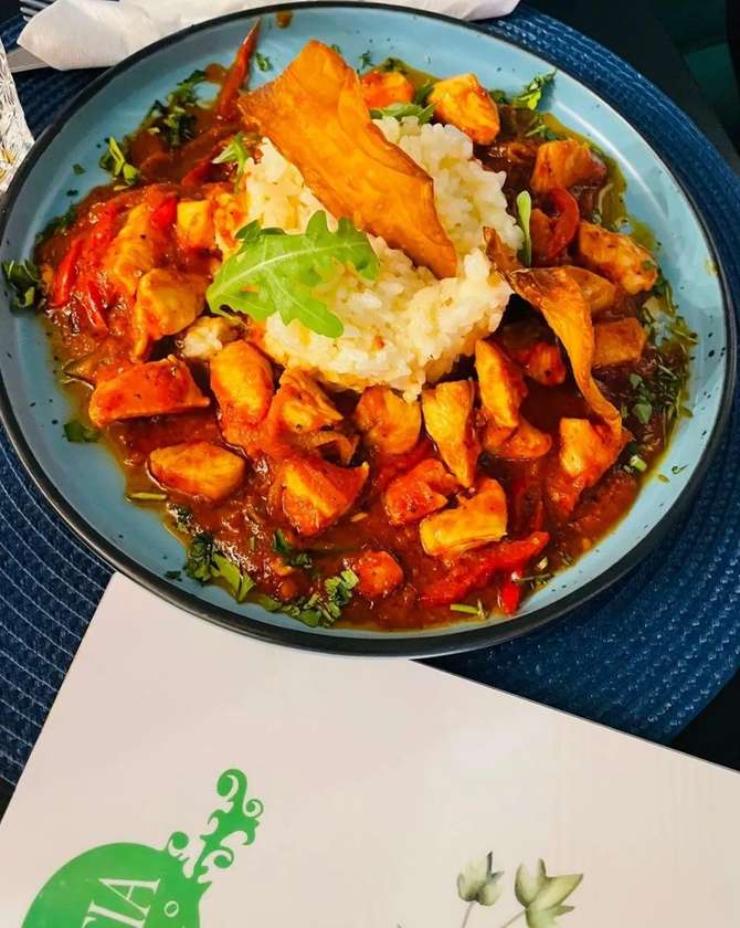 Spicy Pan Dish Served with Risotto