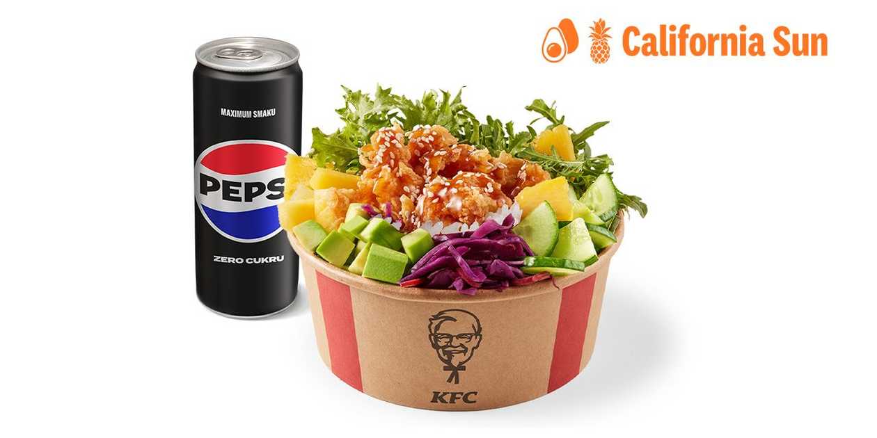 California Sun Poke Bowl z ryżem i bitesami + Napój