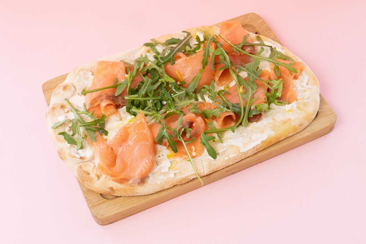 Salmon and Cream Cheese Pinsa