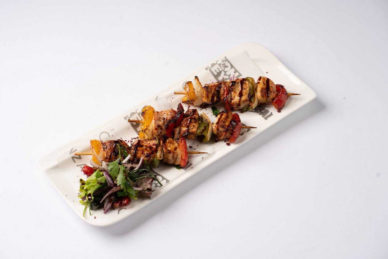 Grilled chicken skewers.