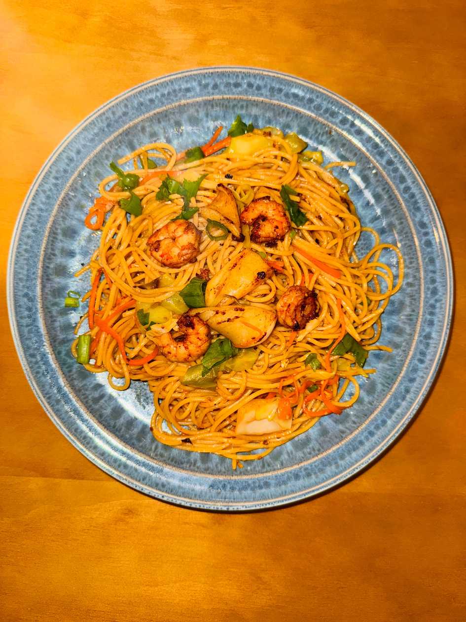 Chow-Mein de frutos do mar
