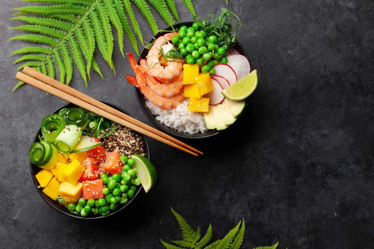 Poke with Grilled Shrimps
