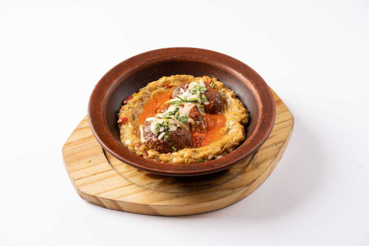 Cheese patties with eggplant.