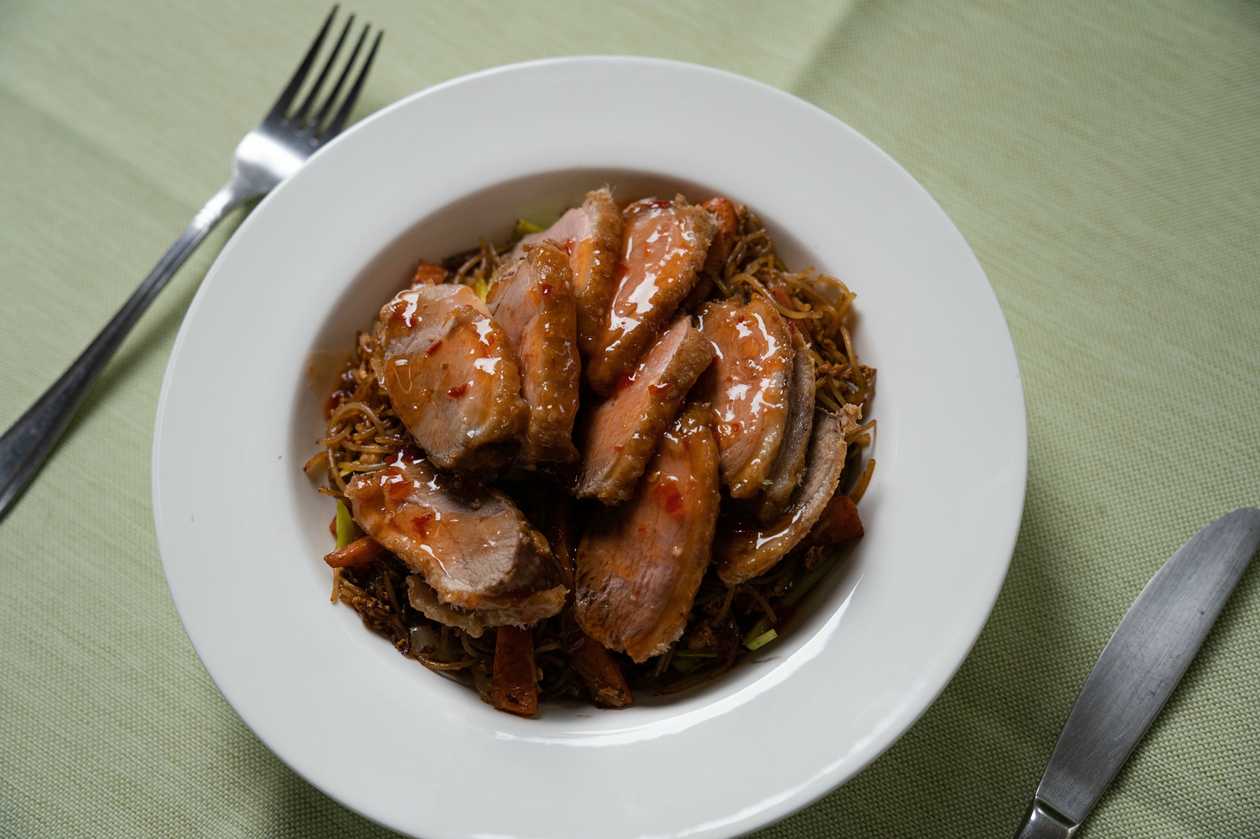 Rice Noodles with Crispy Duck