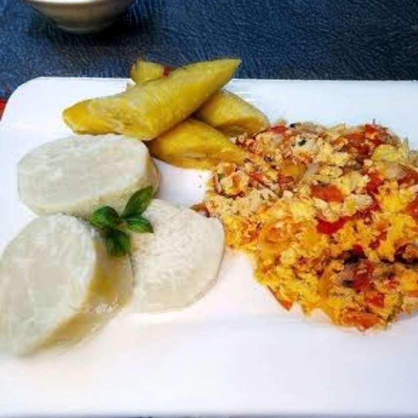Yam/Plantan with Egg Stew