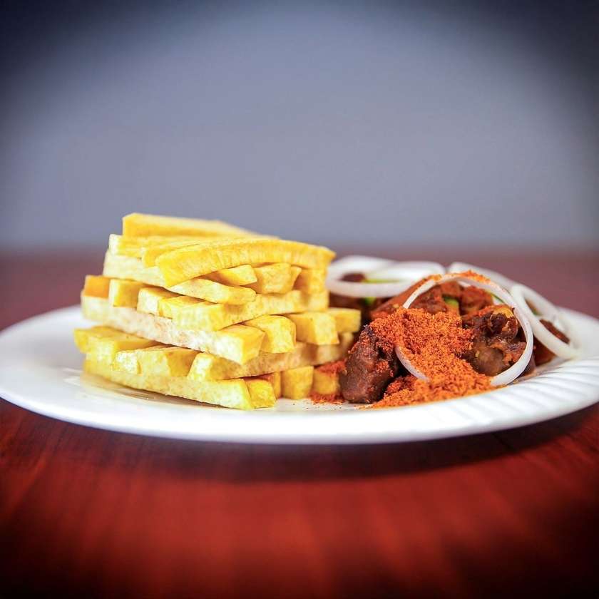 Yam Chips With Goat