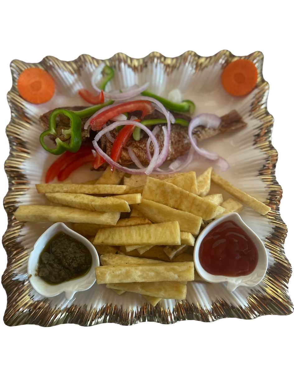 RED FISH WITH FRIED YAM