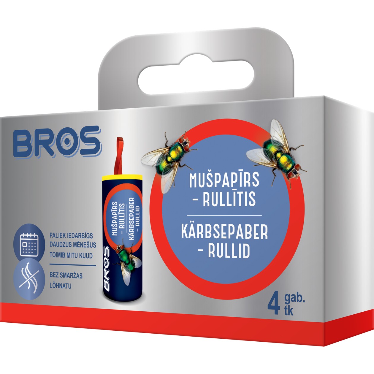 Bros, Fly Paper Roll Blister, 4pcs (expires soon)